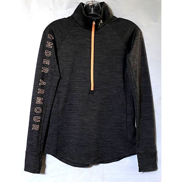 Under Armour Sweatshirt Women S Gray Pink Cold Gear 1/4 Zip Thumb Holes NWOT - Picture 2 of 13